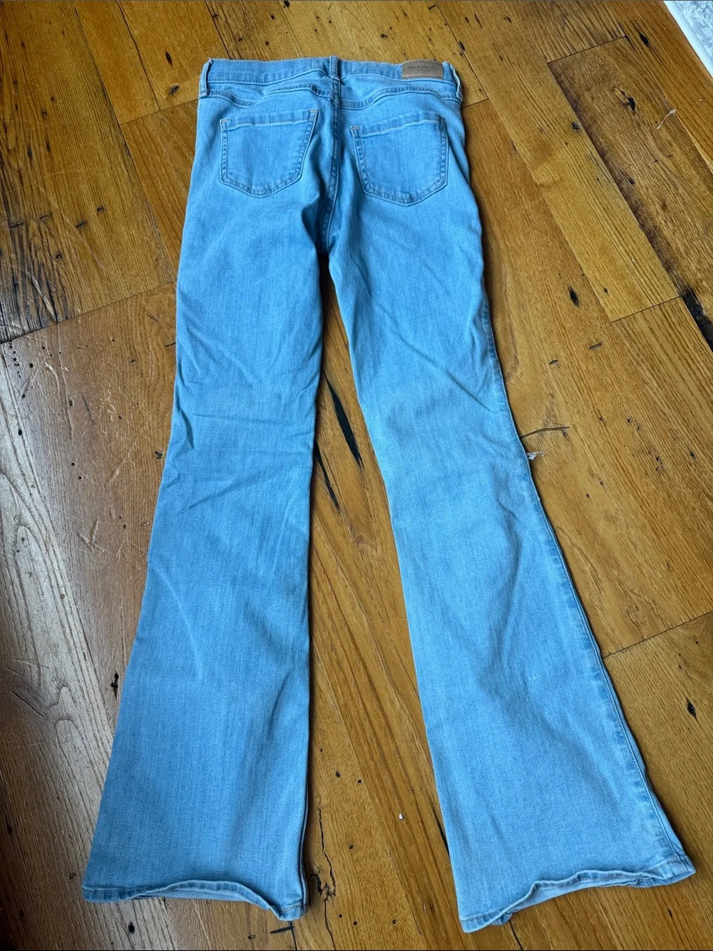 abercrombie kids Light Blue Flare Jeans with Knee Distress